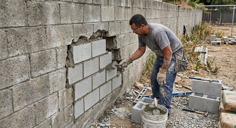 Block Wall Repair in Broken Arrow, OK