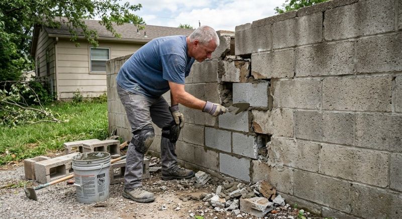Cinder Block Wall Repair in Porter, OK
