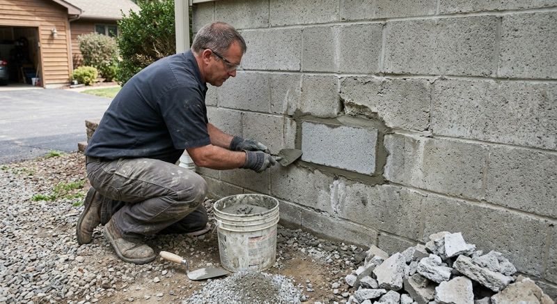 Cinder Block Wall Repair in Sand Springs, OK